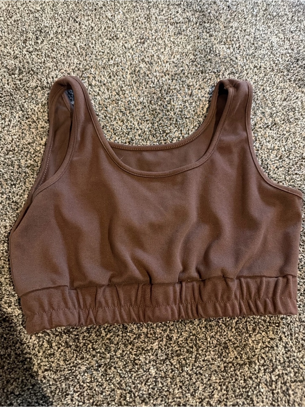 Brown Ribbed Sports Bra Crop Top - Picture 3 of 3